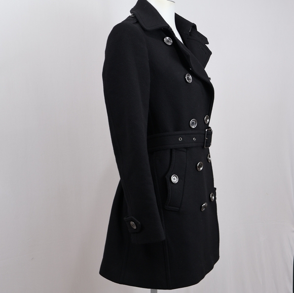 Burberry Brit Black Wool Belted Trench Coat - Picture 4 of 16